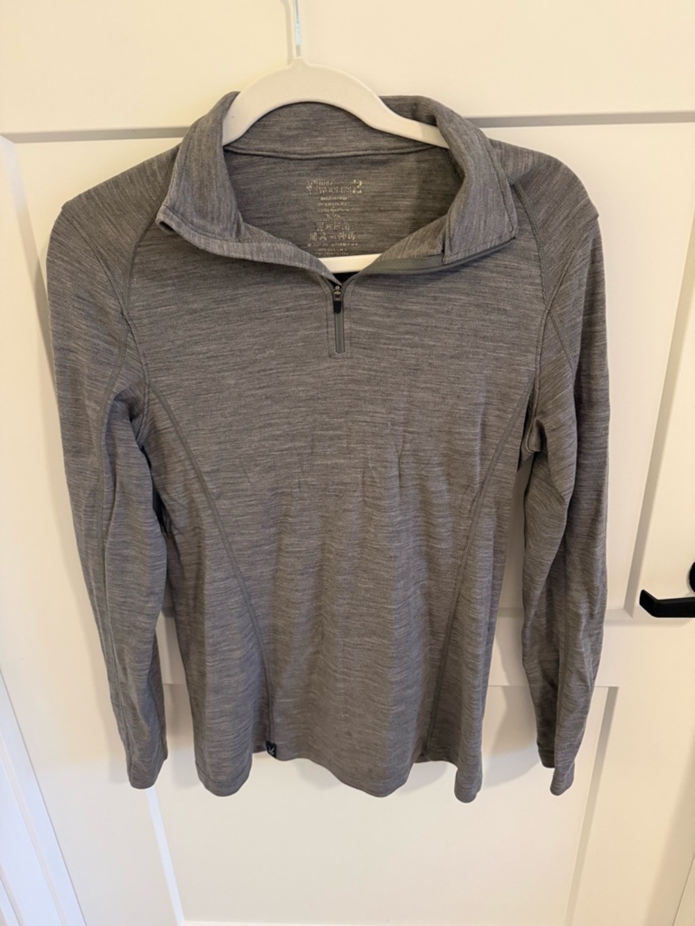 Ibex Gray Merino Wool Quarter Zip Pullover Top Small Fitted Base Layer